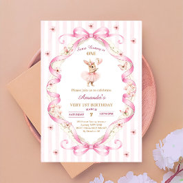 Convites Algum Coelhinho é Um Arco Rosa Xadrez 1º Aniversár