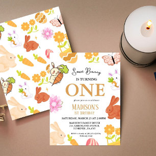 Convites Algum Coelhinho Está Fazendo Um Aniversário de 1 A