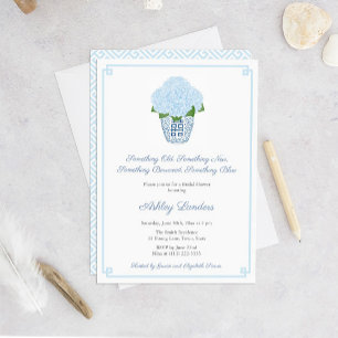 Convites Alguma Coisa Azul Hidrangeia Pote de Gengibre Chá 