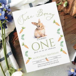 Convites Algumas Carrinhos de Primeiro aniversário de Bunny