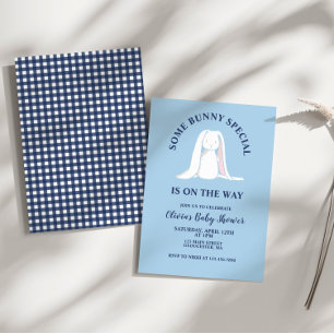 Convites Algumas Xadrezes azuis de Chá de fraldas