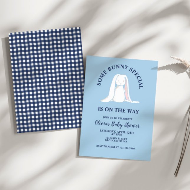 Convites Algumas Xadrezes azuis de Chá de fraldas (Criador carregado)