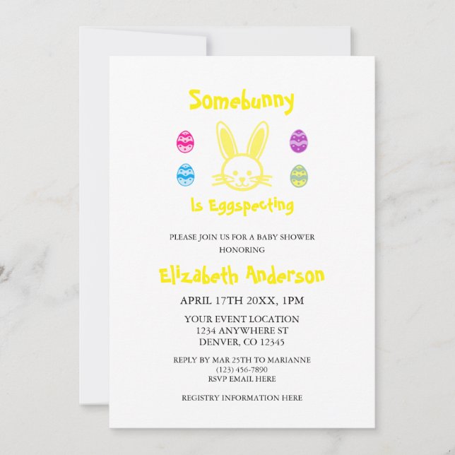 Convites Algures Está A Provocar Chá de fraldas De Páscoa (Frente)