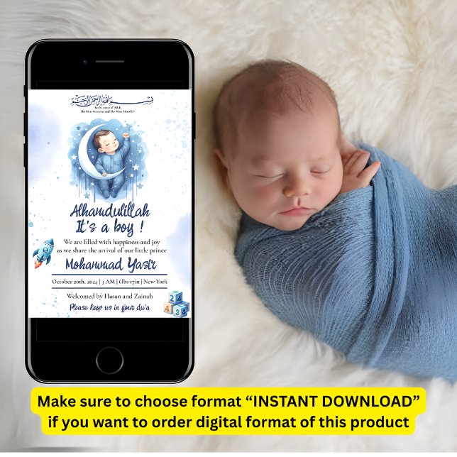 Convites Alhamdulillah é um bebê muçulmano azul (Criador carregado)
