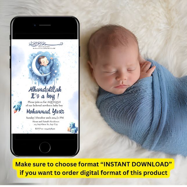 Convites Alhamdulillah é um menino, um bebê muçulmano da Aq (Criador carregado)