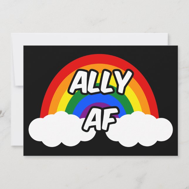 Convites Aliado AF I - Bandeira LGBTQ Orgulho Gay Trans Que (Frente)