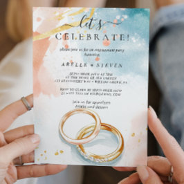 Convites Alianças de casamento douradas Festa de noivado