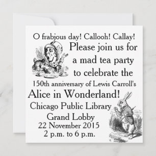 Convites Alice 150 Alice no País das Maravilhas 150 anos