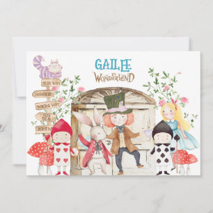 Convites Alice Adventure no Woderland Birthday