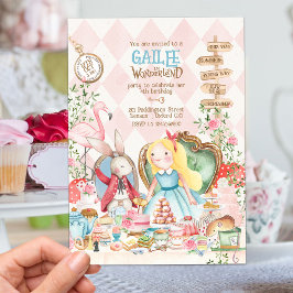 Convites Alice Adventures em Woderland Birthday Tea Party