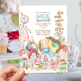 Convites Alice Adventures em Woderland Birthday Tea Party