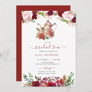 Convites ALICE Blush Floral Bridal Tea Party BrunChá