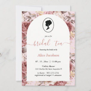 Convites ALICE Blush Floral Bridal Tea Party BrunChá