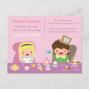 Convites Alice bonito na festa de aniversário do tea party