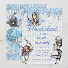 Convites Alice de gelo azul-mágico no partido Wonderland