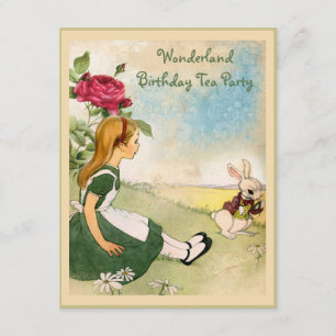 Convites Alice & festa de aniversário branca do país das