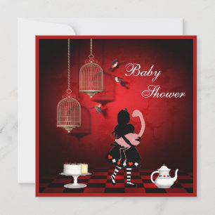 Convites Alice & Flamingo Birds & Cages Baby Shower