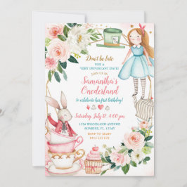 Convites Alice Floral Rosa, primeiro aniversario de Alice T