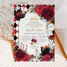 Alice Floral rosa vermelha em Wonderland Quinceañe