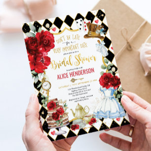 Convites Alice Floral Vermelha no Chá de panela das Maravi