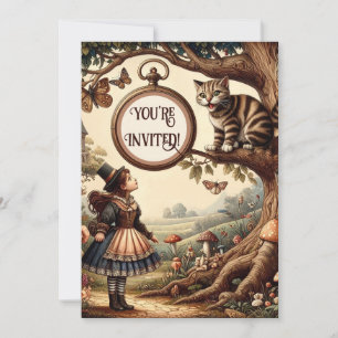 Convites Alice & Gato de Cheshire: Fantasia Caprichosa do P