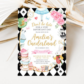 Convites Alice in Onederland Birthday Invitation