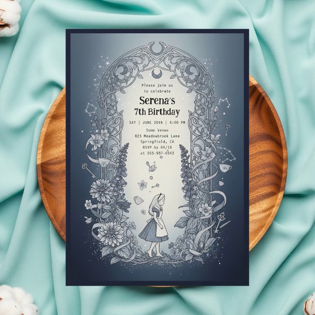 Convites Alice in Wonderland Celestial Birthday (Criador carregado)