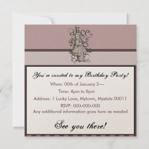 Convites Alice In Wonderland Grunge (Rosa)