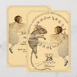 Convites Alice in Wonderland Rabbit Mouse