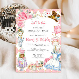 Convites Alice in Wonderland Tea Party Birthday Invitation