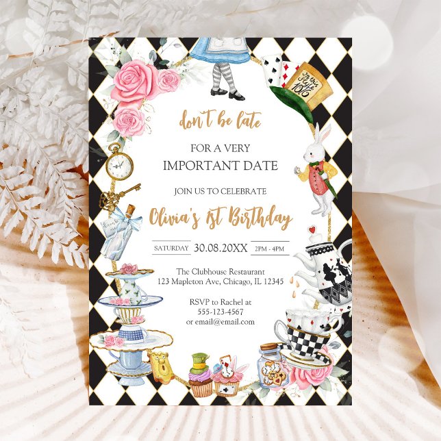 Convites Alice in Wonderland Tea Party Birthday Invitation (Criador carregado)