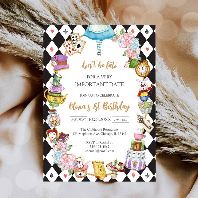 Convites Alice in Wonderland Tea Party Birthday Invitation (Criador carregado)