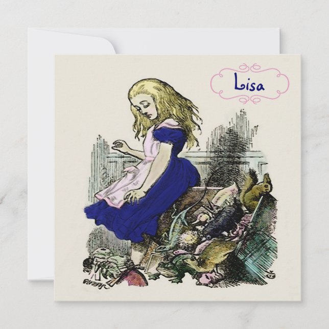 Convites Alice ~ Invitições Curiosa País das Maravilhas (Frente)