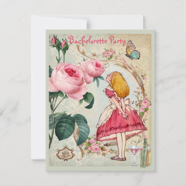 Convites Alice na festa de solteira da colagem do país das (Frente)