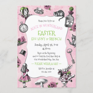 Convites Alice no Brunch da Páscoa Wonderland
