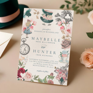 Convites Alice no Casamento Imísico de Alice no País das Ma