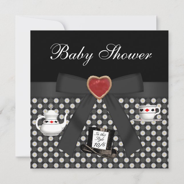 Convites Alice no Chá de fraldas das Maravilhas do Tea Part (Frente)