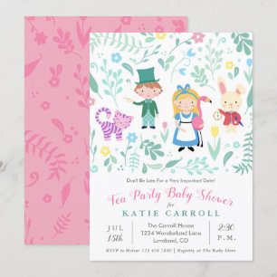 Convites Alice no chá de fraldas do tea party do país das