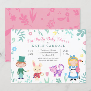 Convites Alice no chá de fraldas do tea party do país das