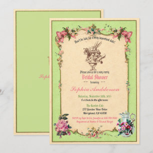 Convites Alice no chá de panela da Terra Maravilha verde