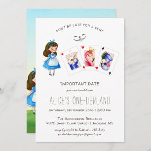 Convites Alice No OneDerland Birthday Whimsical Tea Party 