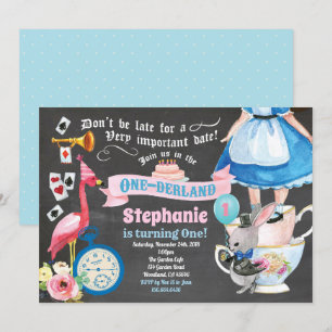 Convites Alice no ONEderland festa de chá de aniversário qu