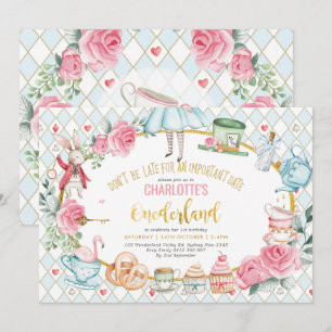 Convites Alice no país da festa do chá de aniversário ro