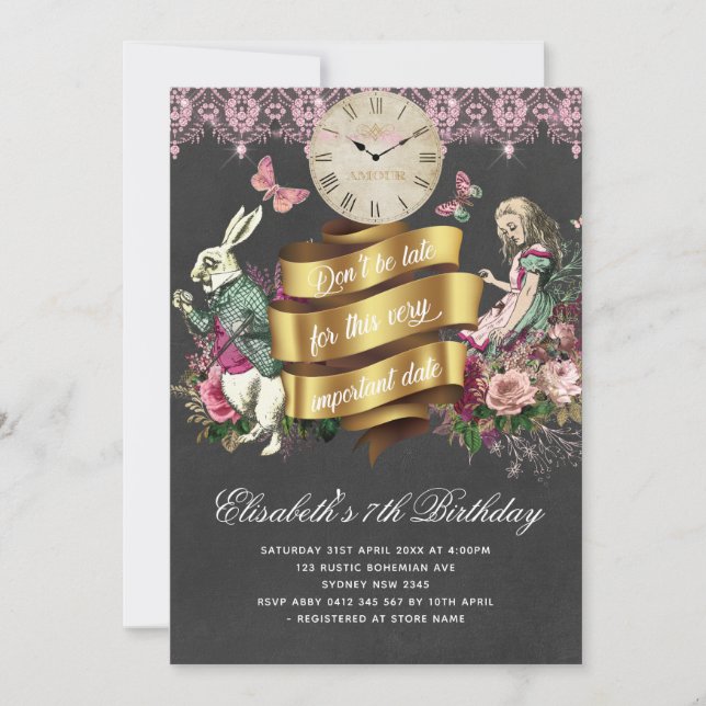 Convites Alice no País das Maravilhas (Frente)