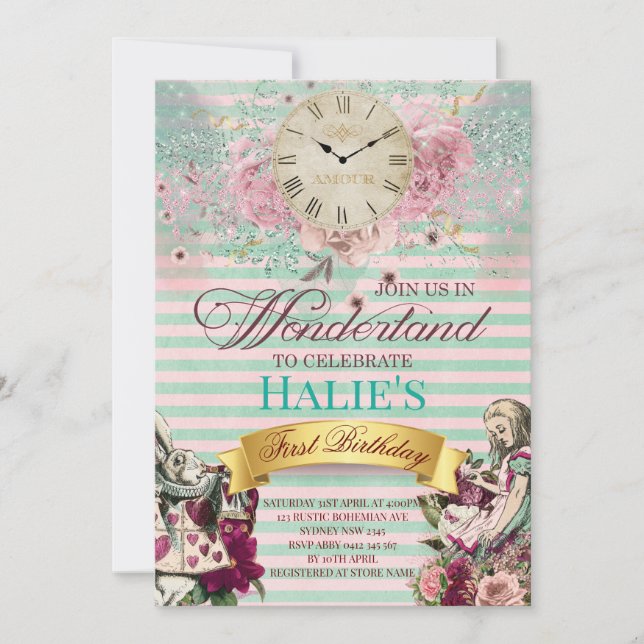 Convites Alice no País das Maravilhas (Frente)