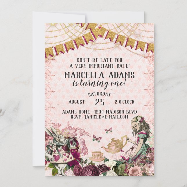 Convites Alice no País das Maravilhas (Frente)