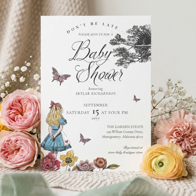 Convites Alice No País Das Maravilhas Chá de fraldas Da His (Alice In Wonderland Vintage Story Baby Shower Invitation)