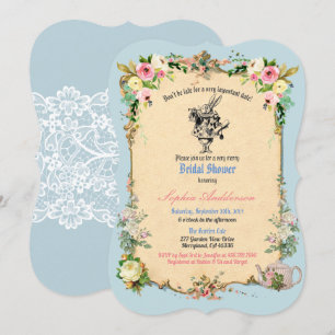 Convites Alice no País das Maravilhas - chá de panela azul