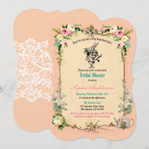 Convites Alice no País das Maravilhas - chá de panela rosa