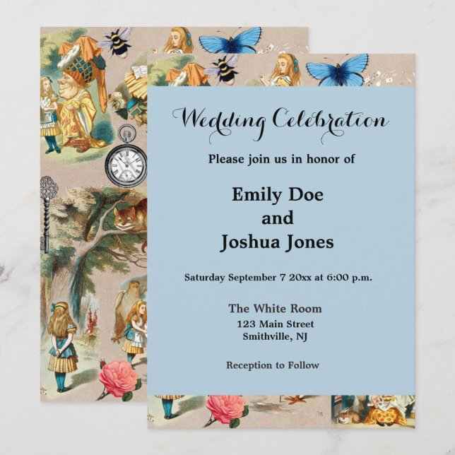 Convites Alice no País das Maravilhas Cheshire Cat Caracter (Frente/Verso)